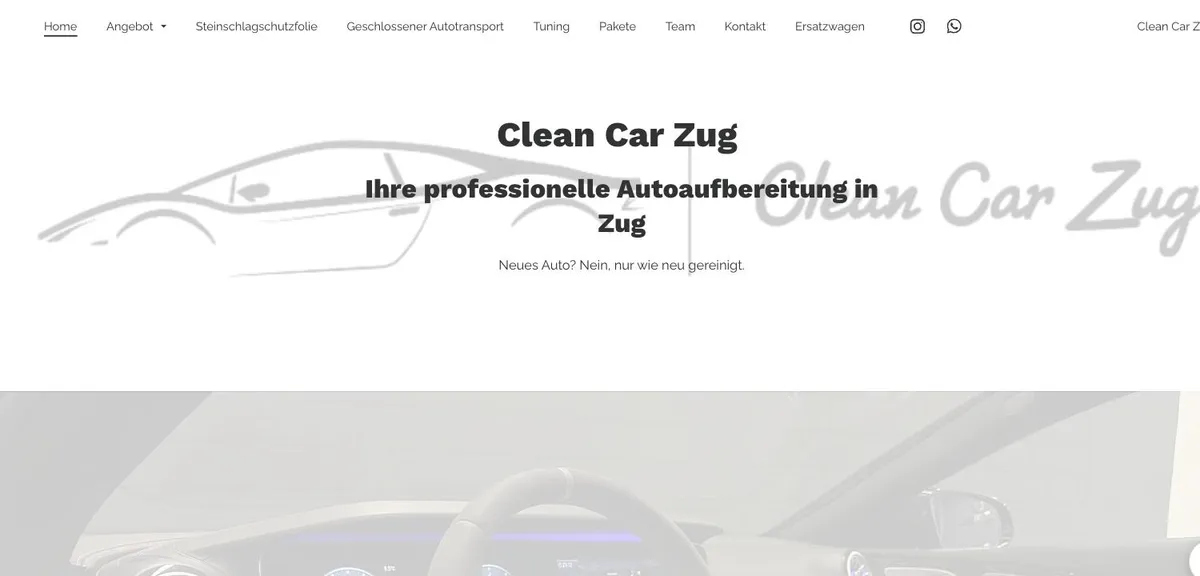 Alte Website Clean Car Zug
